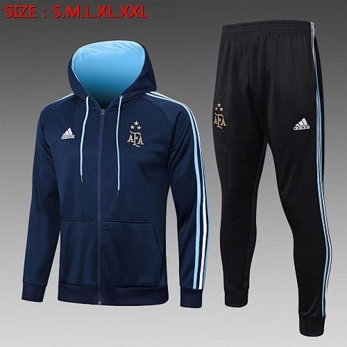 Argentina 2022/23 Blue (Three Stars) Long Zip Jacket with Hood