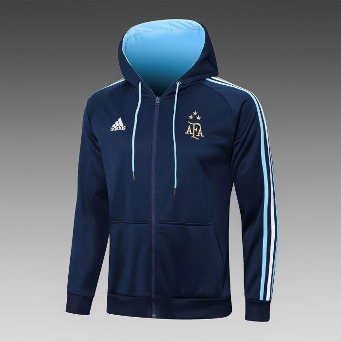 Argentina 2022/23 Blue (Three Stars) Long Zip Jacket with Hood - 图片 3