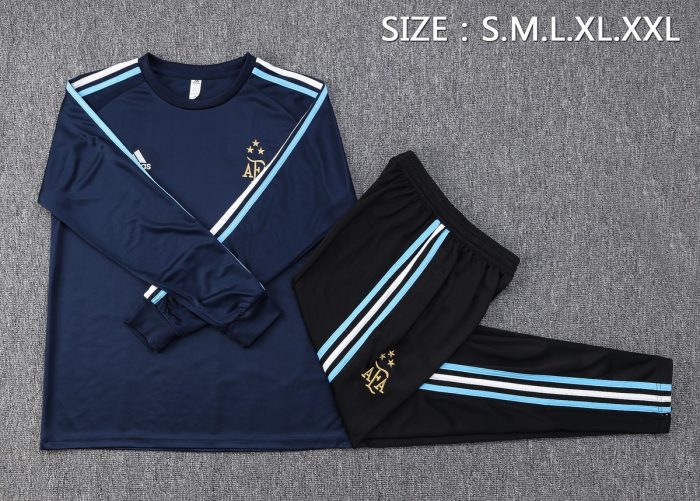 Argentina 22/23 Round Neck Training T-Shirt Navy Blue - 图片 2