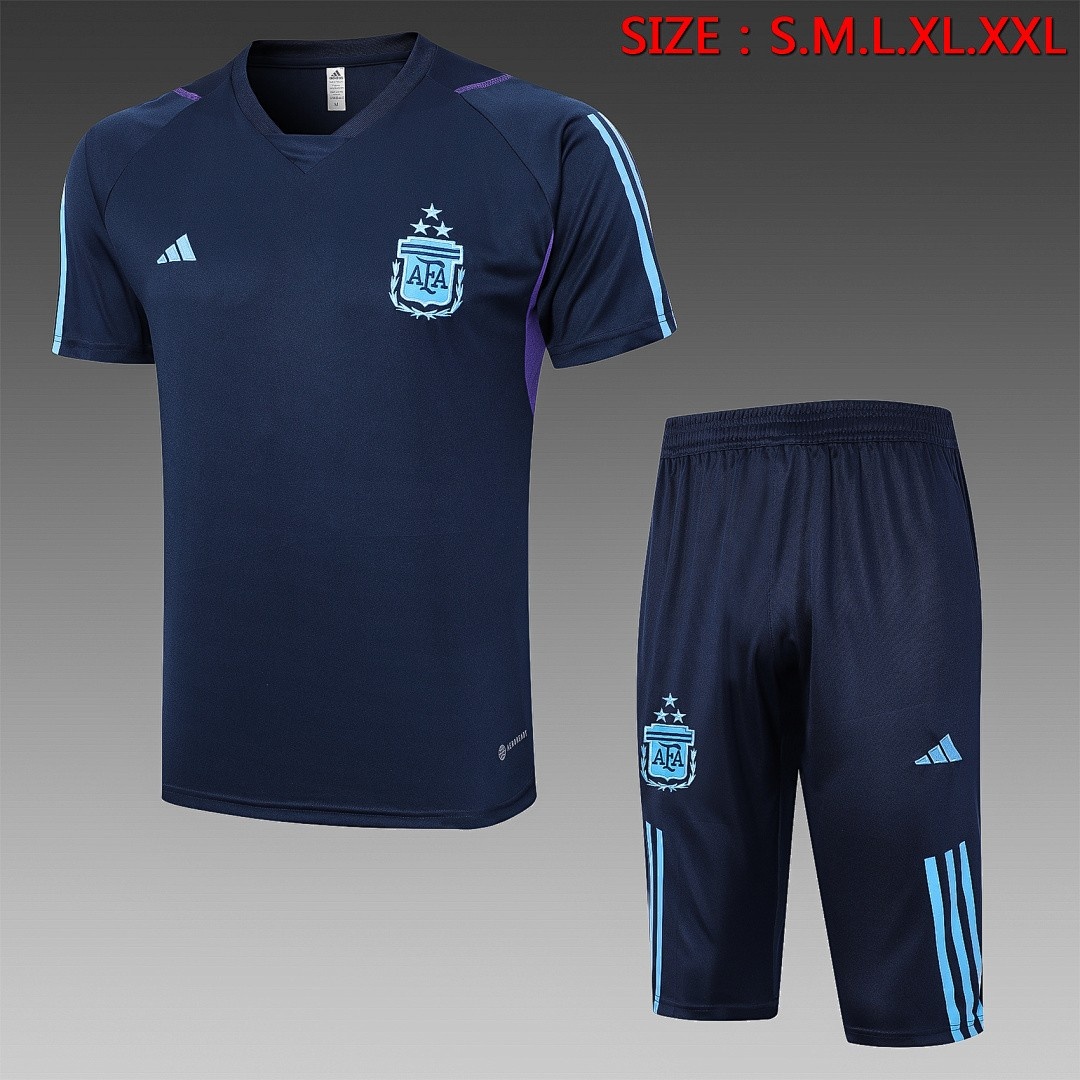 Argentina 23-24 Light Blue Short Sleeve Training Suit with 3/4 Pants