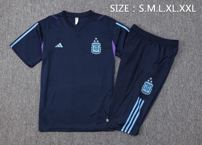 Argentina 23-24 Light Blue Short Sleeve Training Suit with 3/4 Pants - 图片 2