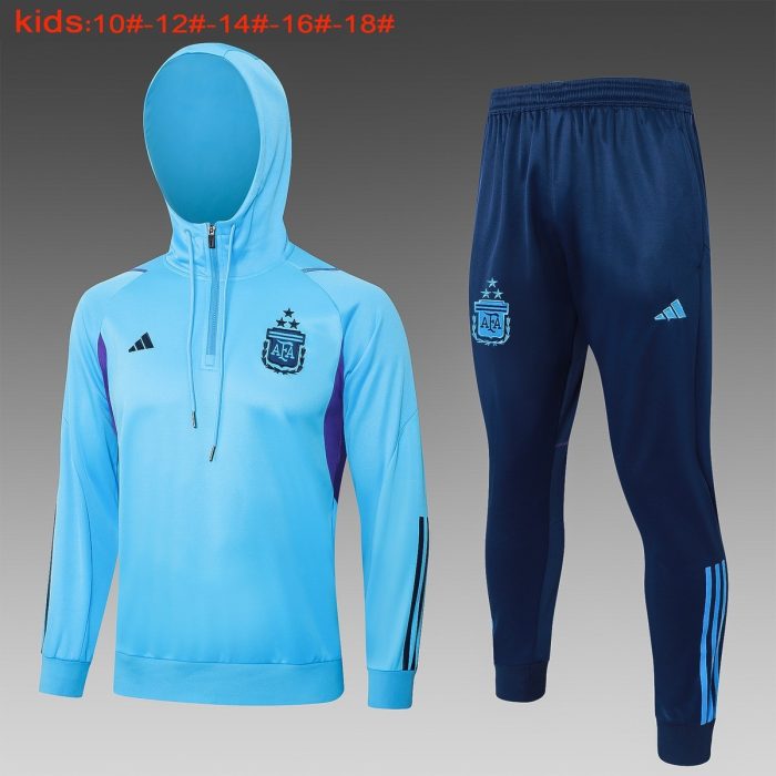 Argentina 23/24 Half-Zip Hoodie Light Blue Kids - 图片 2