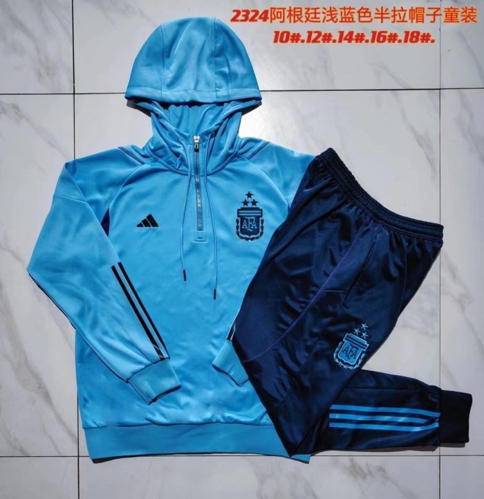 Argentina 23/24 Half-Zip Hoodie Light Blue Kids - 图片 3