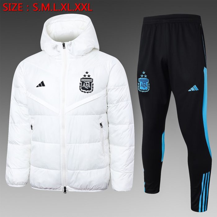 Argentina 23-24 White Padded Jacket (Black Logo) - 图片 2