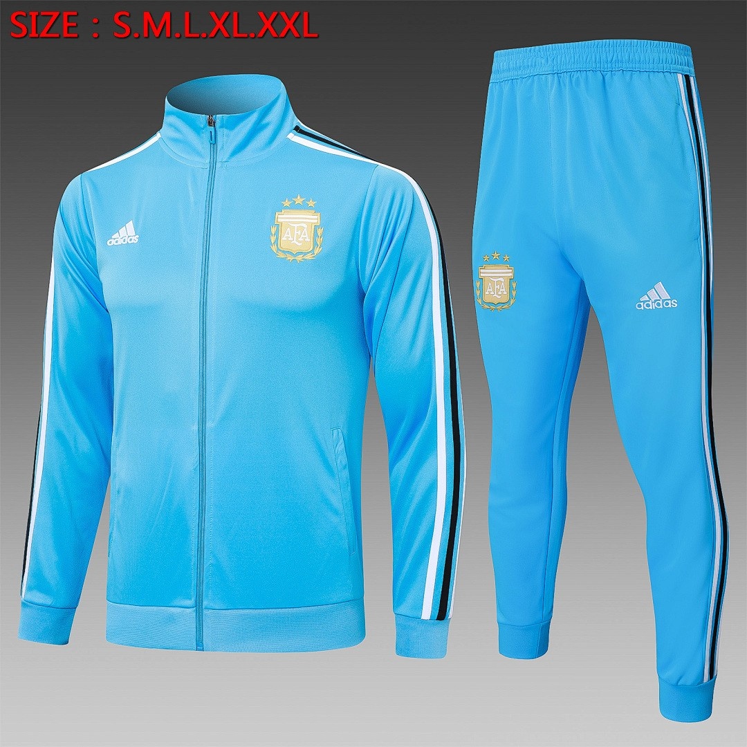 Argentina 24/25 Long Zipper Jacket Light Blue (Gold Badge)