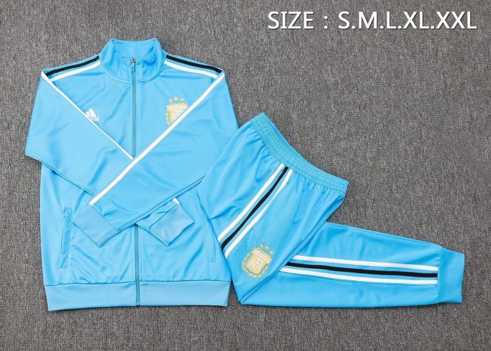 Argentina 24/25 Long Zipper Jacket Light Blue (Gold Badge) - 图片 2