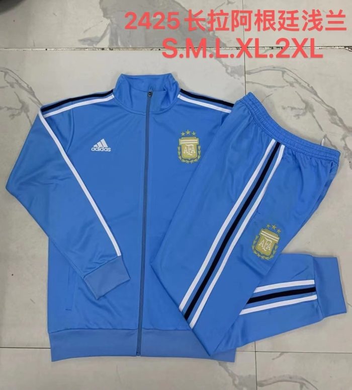 Argentina 24/25 Long Zipper Jacket Light Blue (Gold Badge) - 图片 9