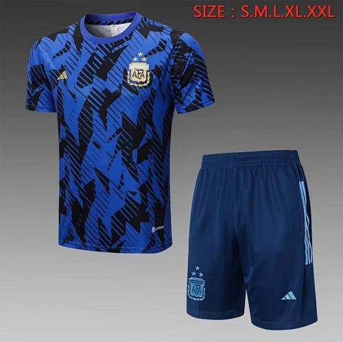 Argentina 2022 Away Full Print Blue Training Short Sleeve Set