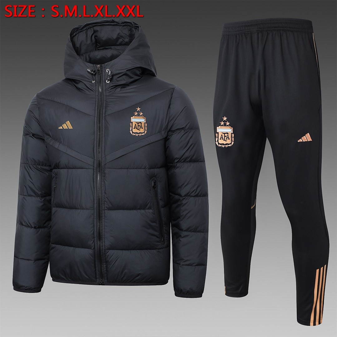 Argentina 23-24 Black Padded Jacket (Gold Adidas)