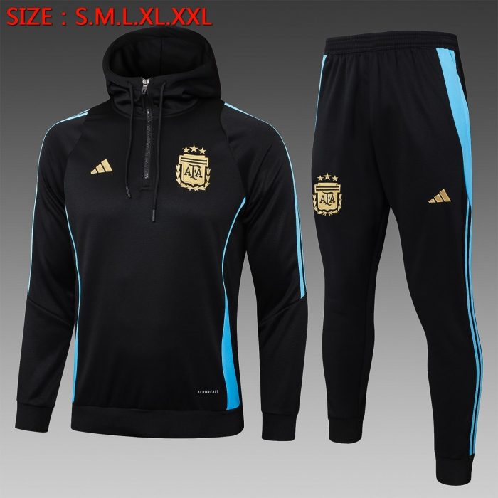 Argentina 24/25 Half-Zip Hoodie Black - 图片 3