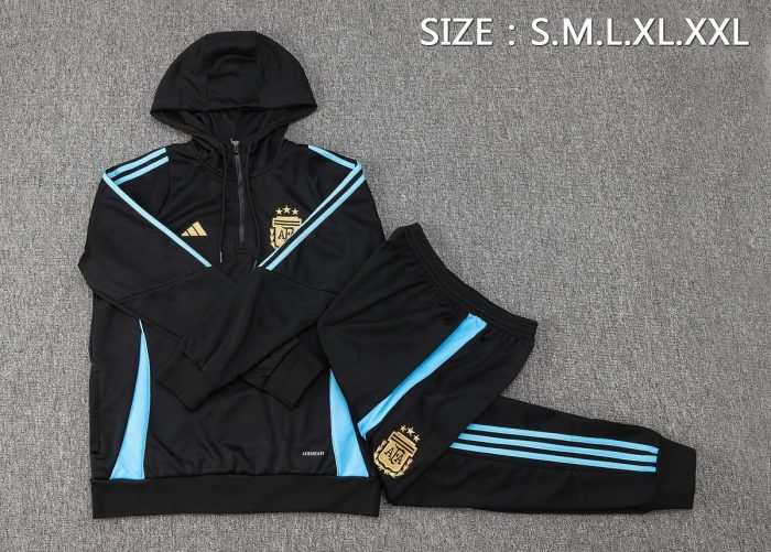 Argentina 24/25 Half-Zip Hoodie Black - 图片 4