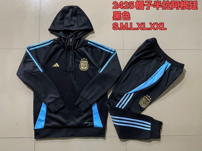 Argentina 24/25 Half-Zip Hoodie Black - 图片 9