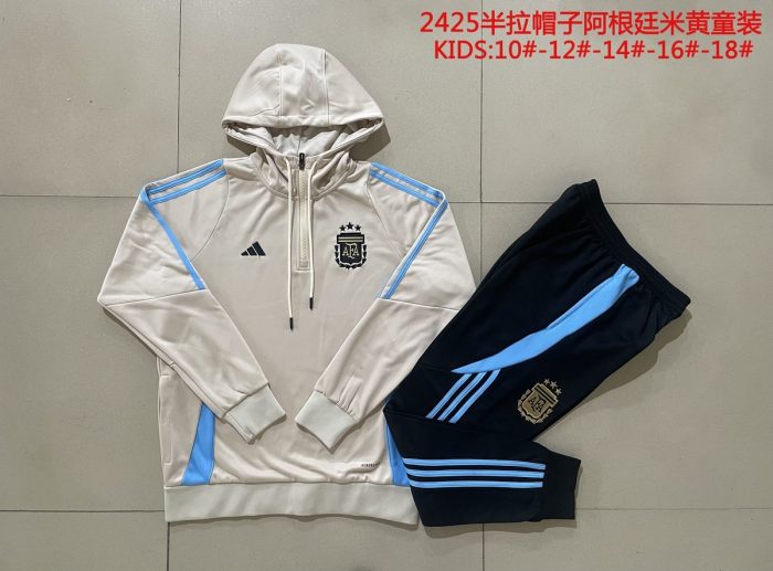 Argentina 24/25 Half-Zip Hoodie Kids Yellow - 图片 3