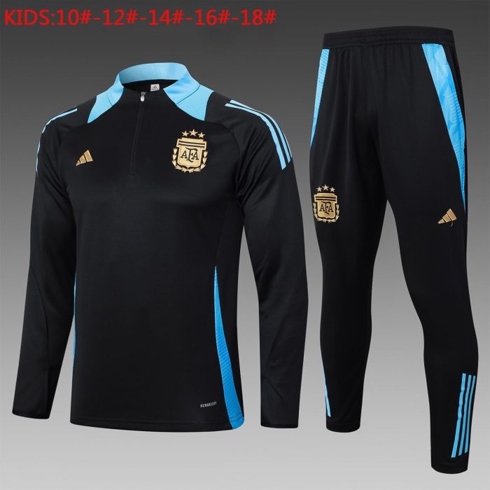 Argentina 24/25 Black Half-Zip Jacket Kids - 图片 2