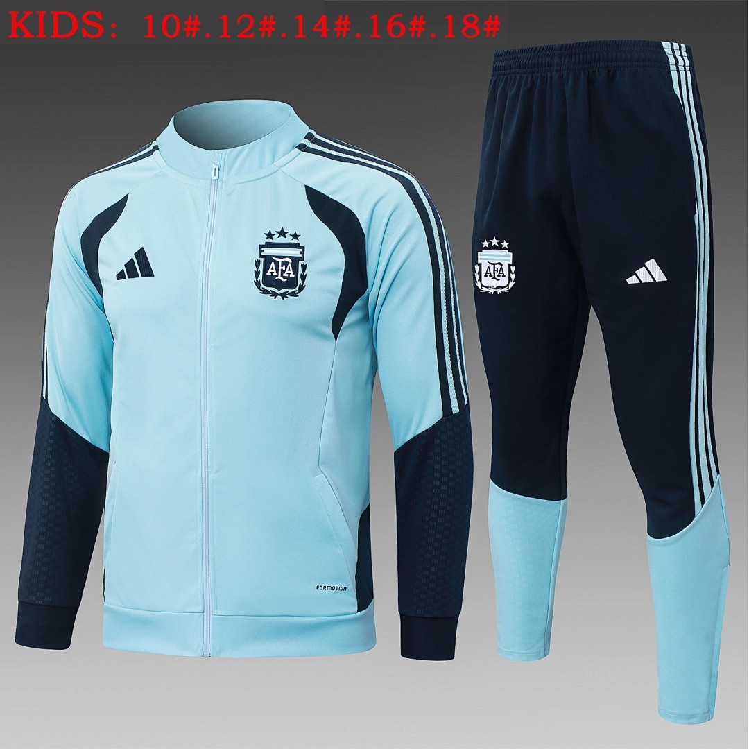 Argentina Sky Blue Children's Long Zipper Jacket