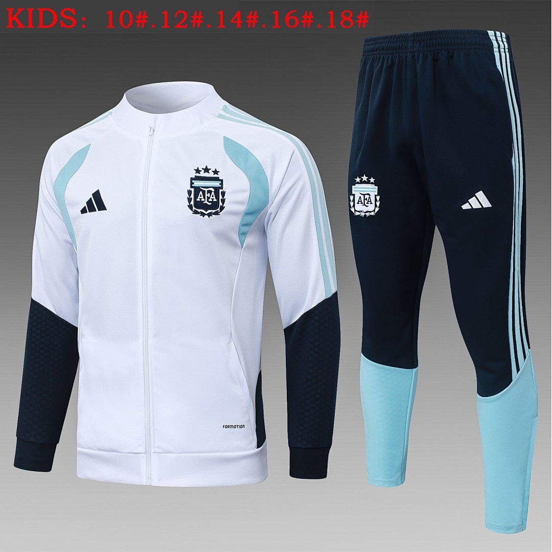 Argentina White Kids' Long Zipper Jacket