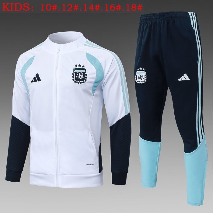 Argentina White Kids' Long Zipper Jacket - 图片 2