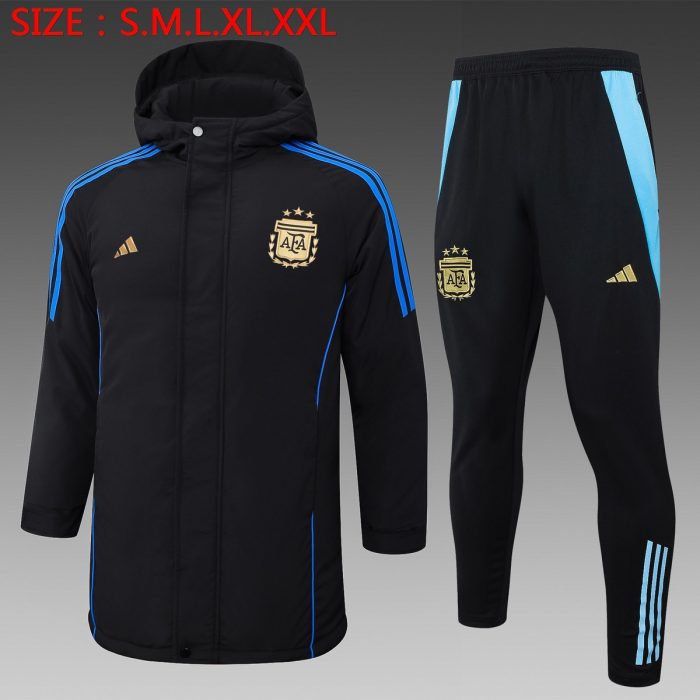 Argentina 24/25 Black Cotton Jacket (Gold Logo) - 图片 2