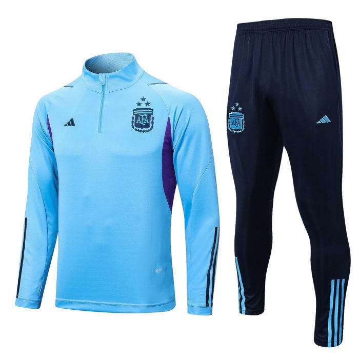 Argentina 2022-23 Light Blue (Three Stars) Half-Zip Jacket - 图片 8