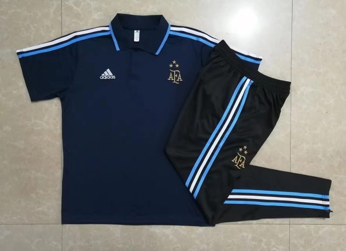 Argentina 22/23 Polo Shirt Royal Blue with White Blue Trim - 图片 9