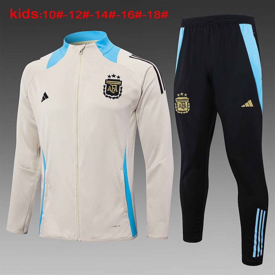 Argentina 24/25 Yellow Kids Long Zipper Jacket