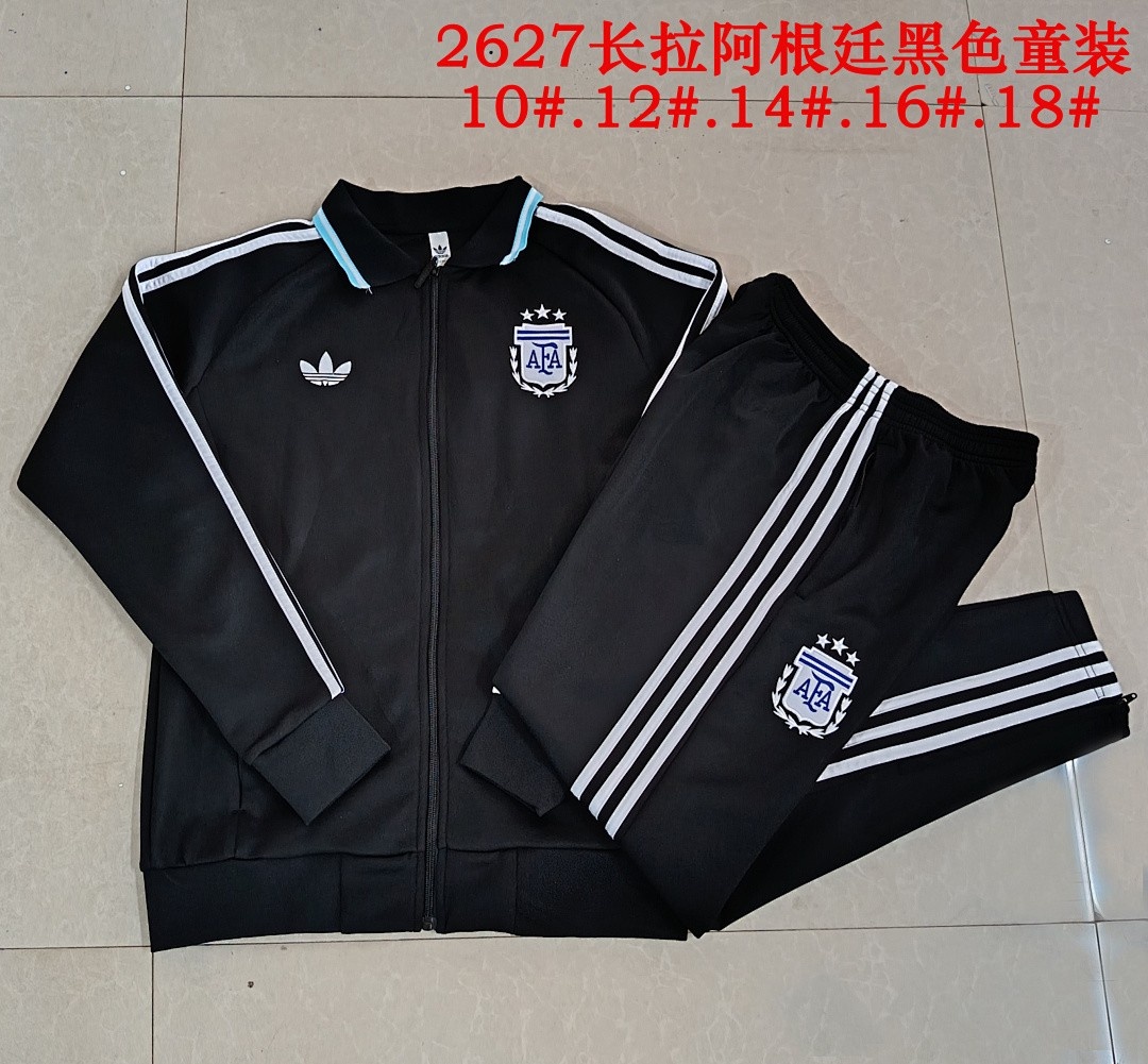 Argentina Black Kids' Long Zipper Jacket