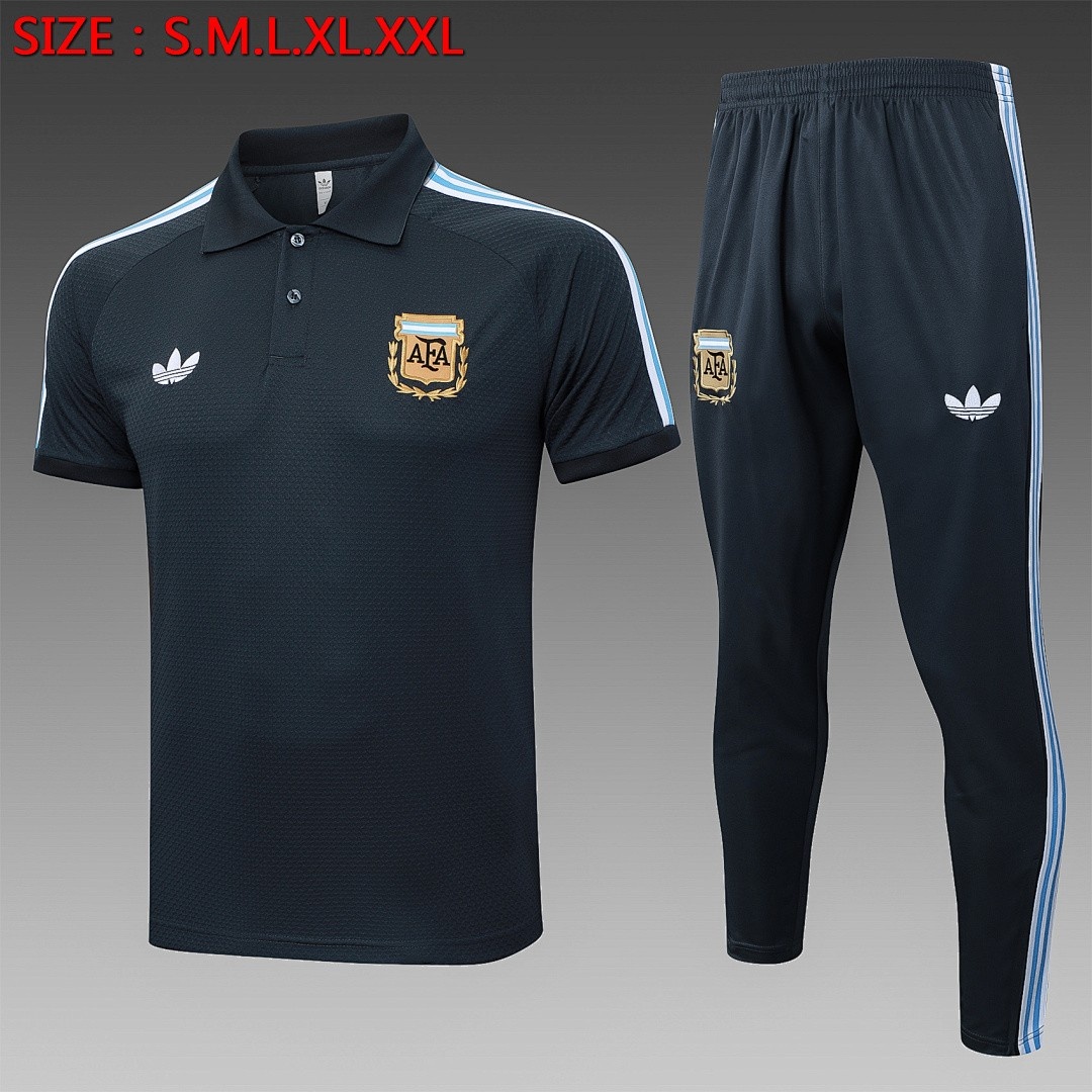Argentina Retro Polo Shirt - Dark Gray