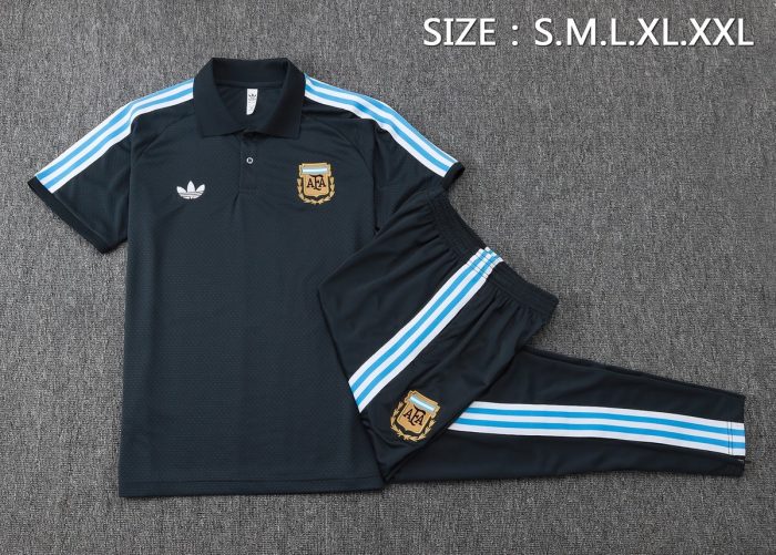 Argentina Retro Polo Shirt - Dark Gray - 图片 2
