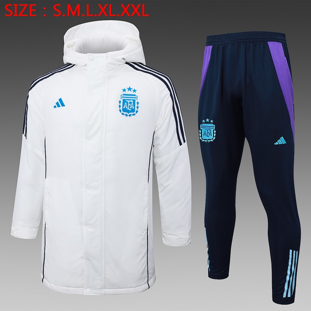 Argentina 24/25 White Cotton Jacket with Blue Logo