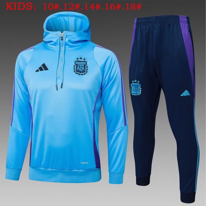 Argentina 24-25 Half-Zip Hoodie Light Blue Kids - 图片 2