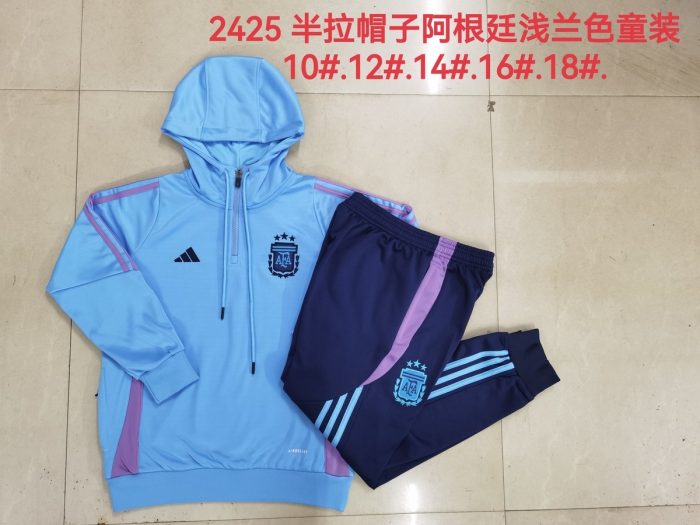 Argentina 24-25 Half-Zip Hoodie Light Blue Kids - 图片 4