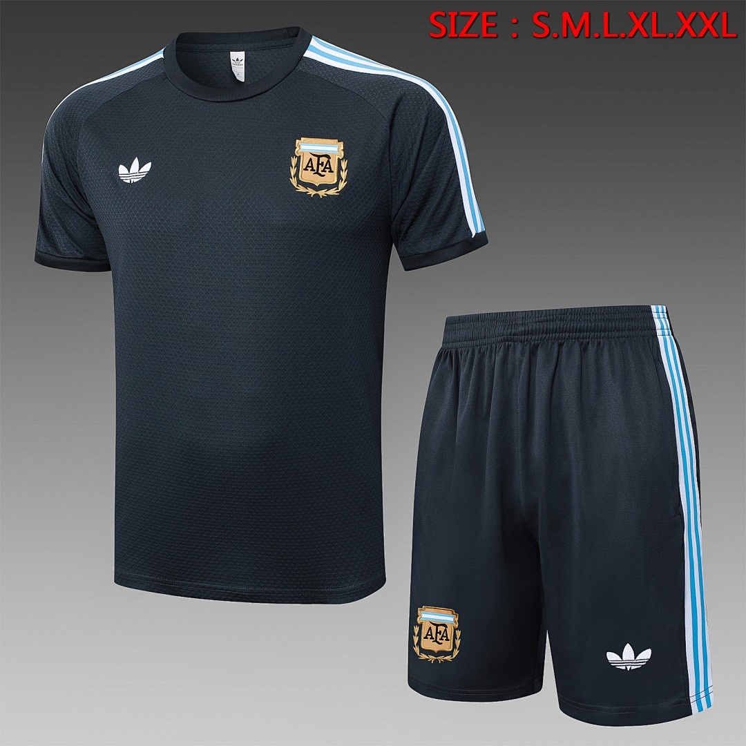 Argentina Retro Short Sleeve Jersey - Dark Gray