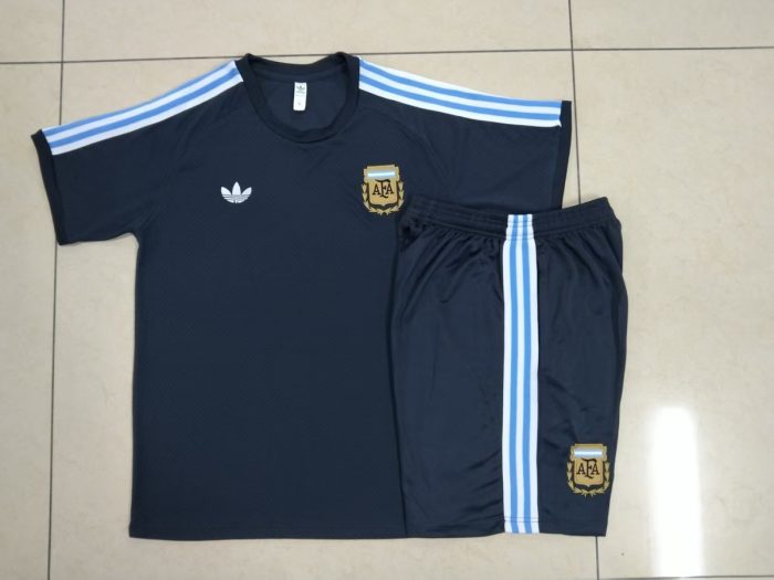 Argentina Retro Short Sleeve Jersey - Dark Gray - 图片 9
