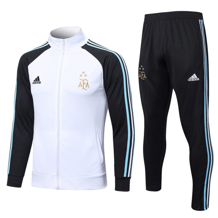 Argentina 2022-23 White (Black Sleeves) Three Stars Long Zip Jacket - 图片 8