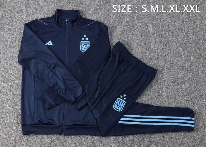 Argentina 2022-2023 Blue (Three Stars) Long Zip Jacket - 图片 2