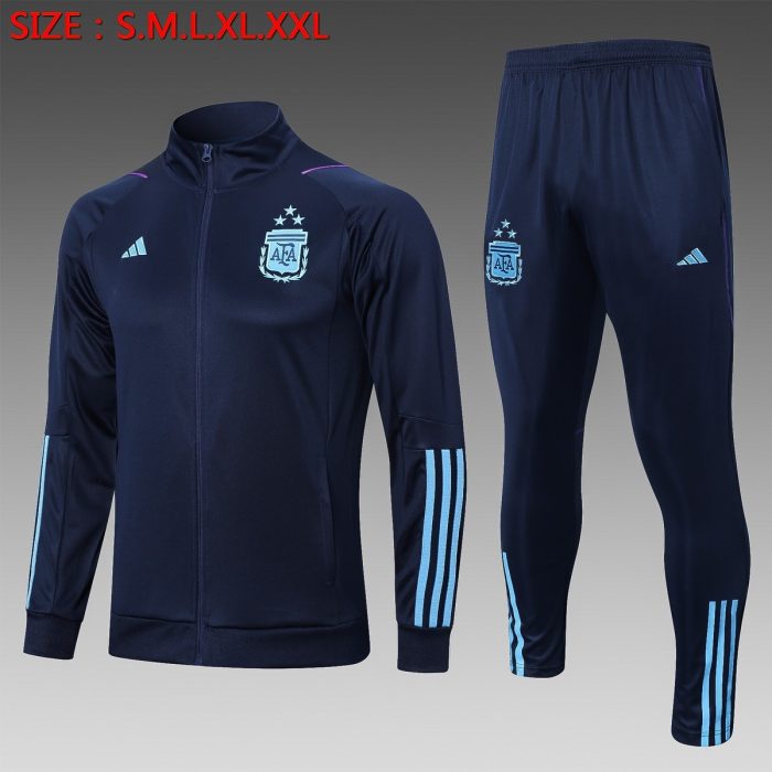 Argentina 2022-2023 Blue (Three Stars) Long Zip Jacket - 图片 8