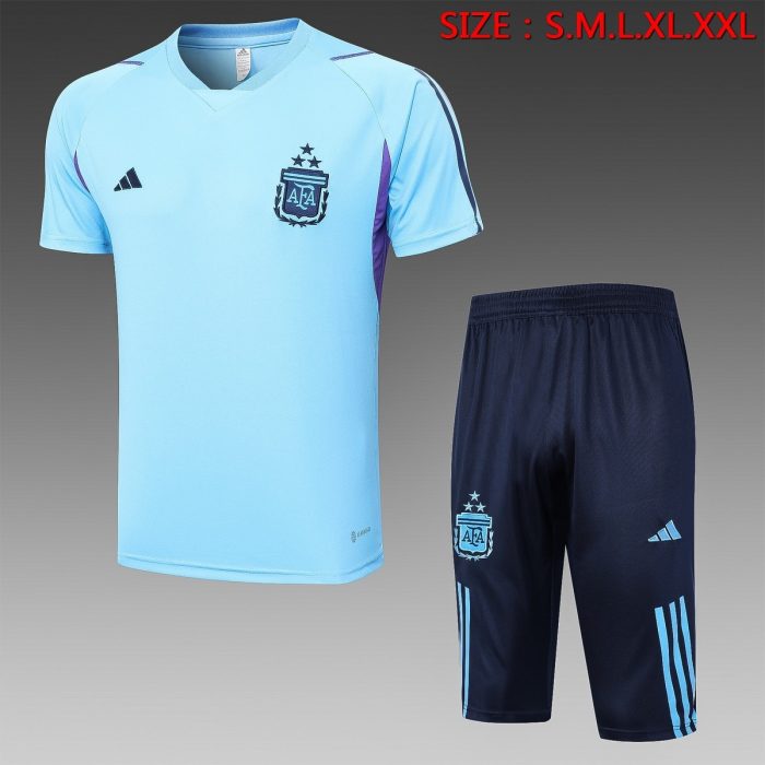 Argentina 23-24 Light Blue Short Sleeve Training Set with 3/4 Pants - 图片 8