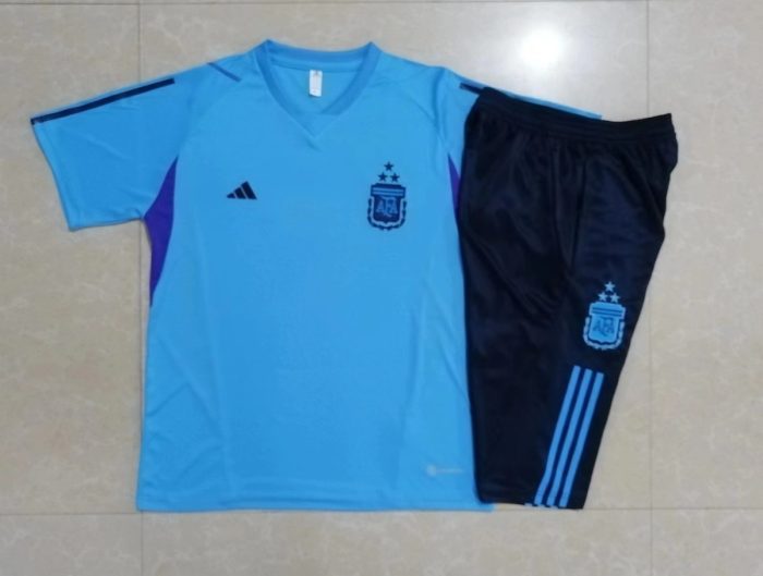 Argentina 23-24 Light Blue Short Sleeve Training Set with 3/4 Pants - 图片 9