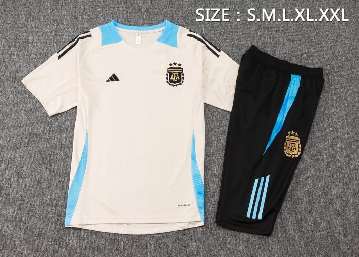Argentina 24/25 Short Sleeve Training Set in Beige (with 7/8 Pants) - 图片 2