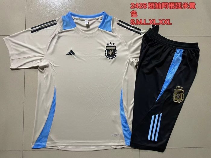 Argentina 24/25 Short Sleeve Training Set in Beige (with 7/8 Pants) - 图片 9
