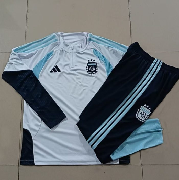 Argentina White Kids' Half-Zip Jacket - 图片 4
