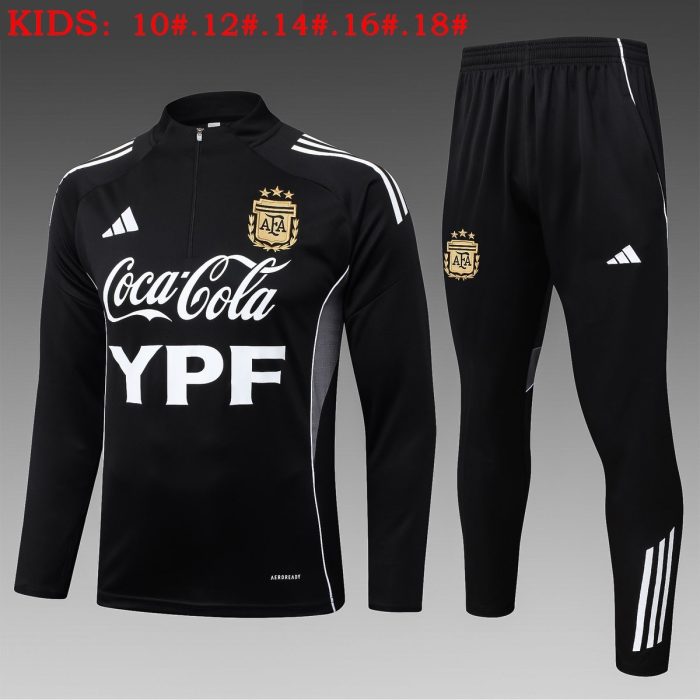 Argentina Black Kids' Half-Zip Jacket - 图片 2