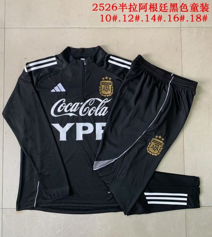 Argentina Black Kids' Half-Zip Jacket - 图片 3