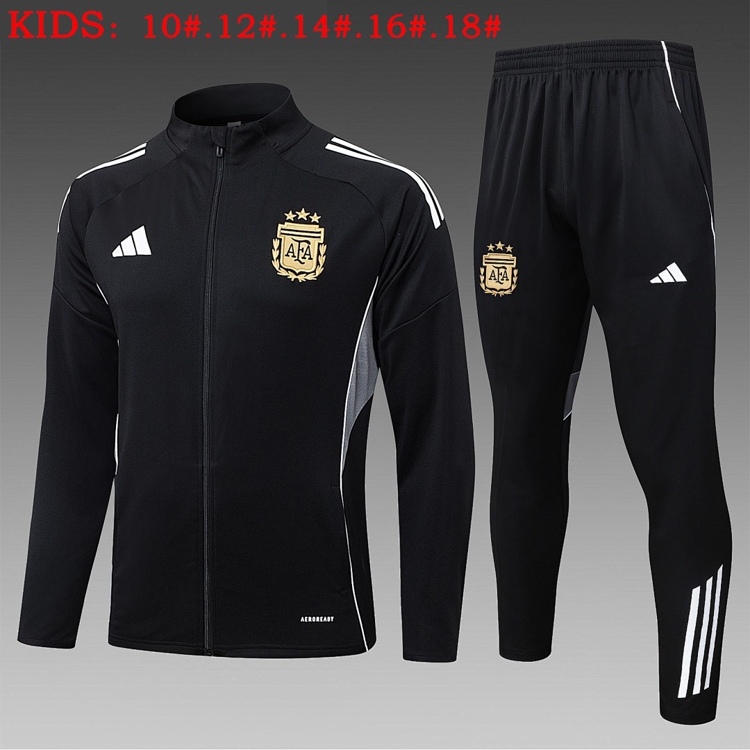 Argentina Black Kids Long Zipper Jacket