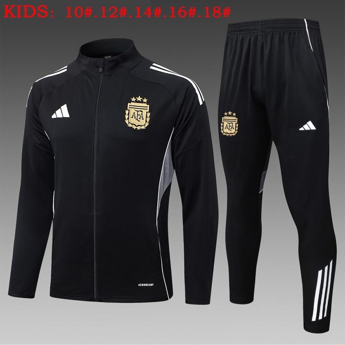 Argentina Black Kids Long Zipper Jacket - 图片 2