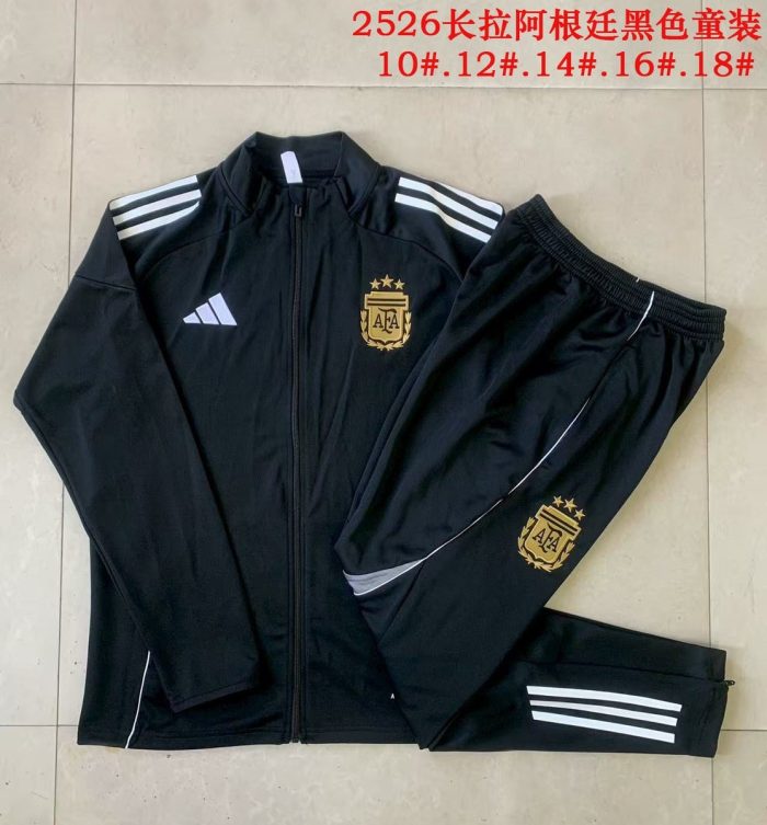 Argentina Black Kids Long Zipper Jacket - 图片 3