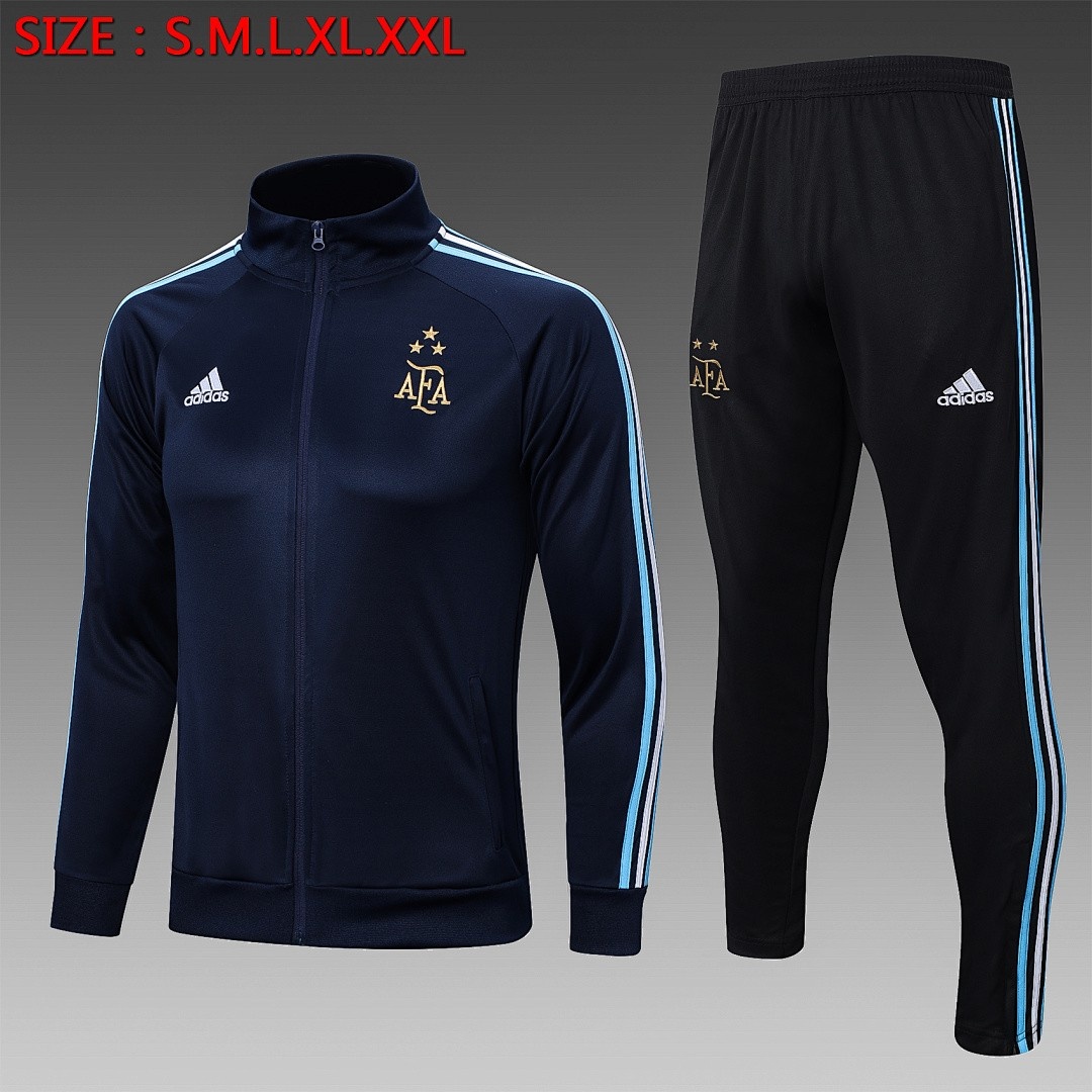 Argentina 2022/23 High Neck Dark Blue (Three Stars) Long Zipper Jacket
