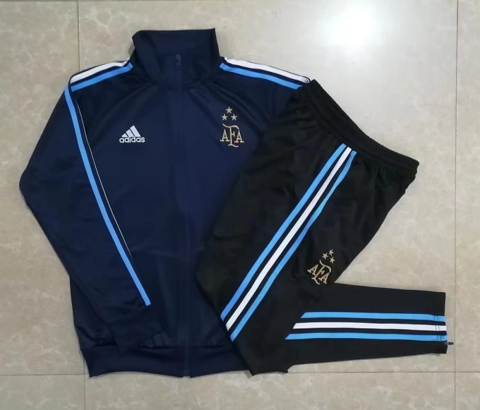Argentina 2022/23 High Neck Dark Blue (Three Stars) Long Zipper Jacket - 图片 9