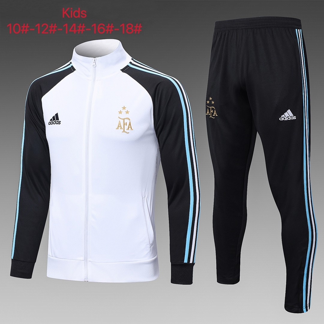 Argentina 2022/23 White High Neck Children's Kit (Three Stars)