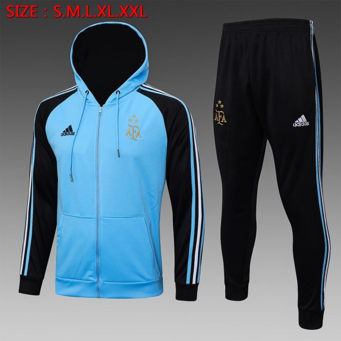 Argentina 2022-23 Light Blue Long Zip Jacket with Cap (Three Stars) - 图片 8